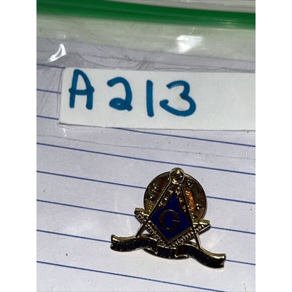 Vintage Freemason Masons Pin G Square Compass Together We Build Gold Tone Lapel - Picture 6 of 6